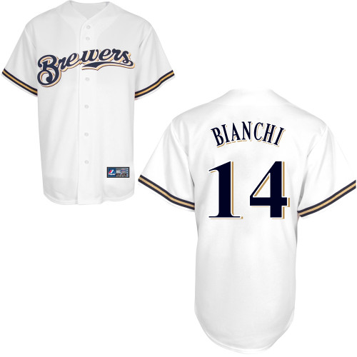 Jeff Bianchi #14 Youth Baseball Jersey-Milwaukee Brewers Authentic Home White Cool Base MLB Jersey